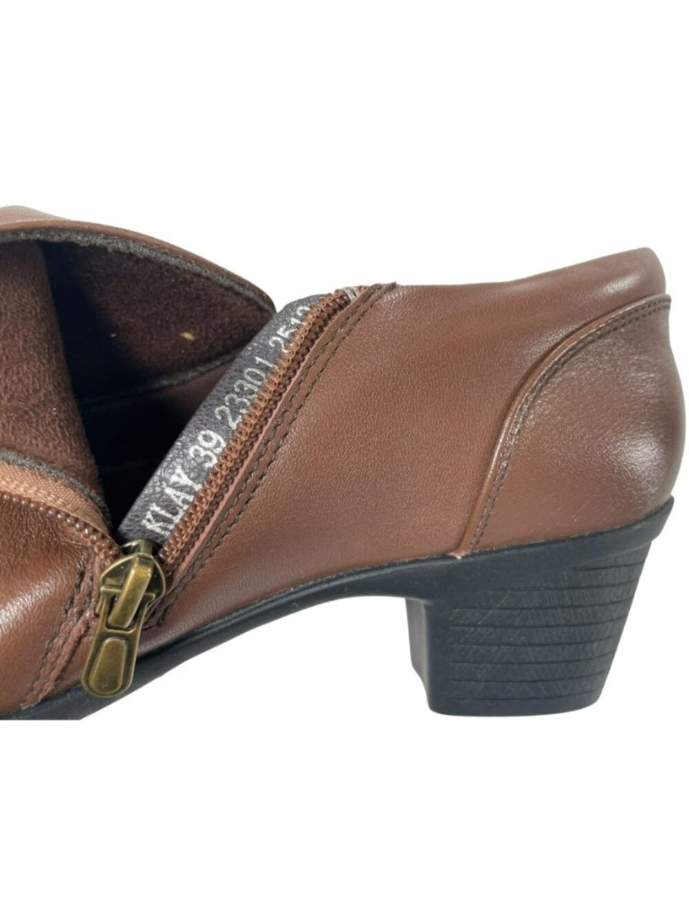 Spring Step Klay Pump Brown Leather Low Heel Zipper Shoes Women's Sz 8.5 NEW - Picture 9 of 11